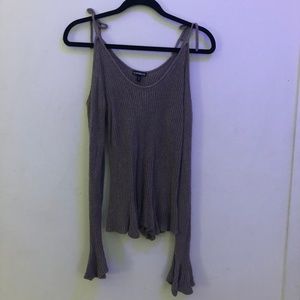 Express Tops - EXPRESS Gray Long Sleeved Top w/ Tied Shoulders Express Tops - EXPRESS Gray Long Sleeved Top w/ Tied Shoulders
